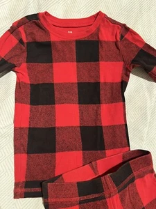 Gap Buffalo Plaid Christmas PJs Pajama 6 Red Black LS Two-piece Holiday - Picture 1 of 5