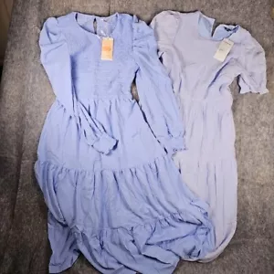 Set Of Blue Dresses, One Long Sleeve, One Short Sleeve, Size Medium - Picture 1 of 13