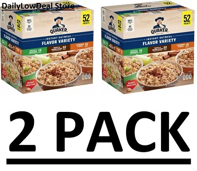 PACK 2 - Paquete Variedad Avena Instantánea Quaker 1.51 OZ (52 Paquetes) Total 104 ct. Foto 1 de 4