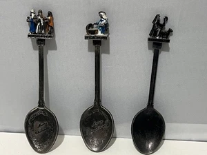 3er Set Großbritannien versilbert Weihnachten Sammlerstück Souvenir Löffel - Bild 1 von 6