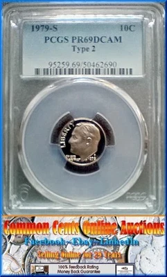 1979-S Roosevelt Type 2, PCGS PF-69 Deep CAMEO Buy $9.95  🎁Free Coin Too 🎁 - Image 1 of 4