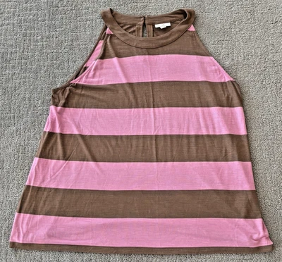 Top halter para mujer J. Jill a rayas línea A sin mangas rosa/rye - talla XL pequeño Foto 1 de 4