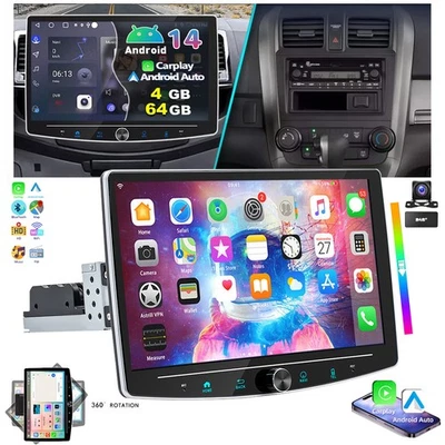DAB+ 64GB 10" Android 14 Apple Carplay Autoradio 1DIN GPS Nav Drehbar Bildschirm - Bild 1 von 4