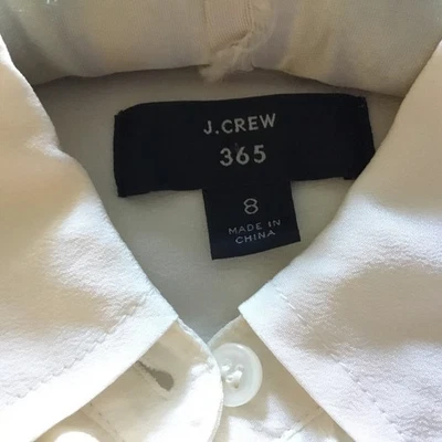 J Crew 365 Cream Silk Shirt Womens 8 Preppy Minimalist - Image 1 of 4