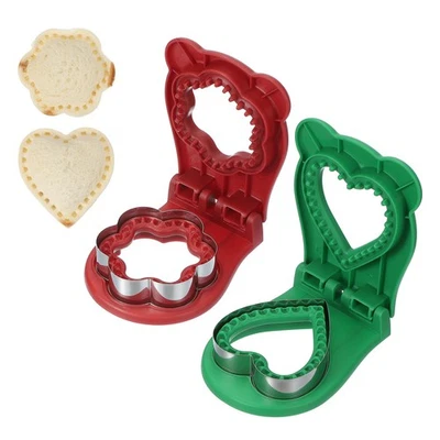 2 Pack Crustless Sandwich Cutter, Flower/Heart Shape(Red/Green) - Image 1 of 4