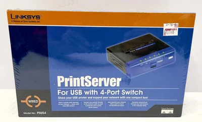 Cisco Systems - Servidor de impresión Linksys para conmutador USB de 4 puertos Modelo: PSUS4 - NUEVO Foto 1 de 3