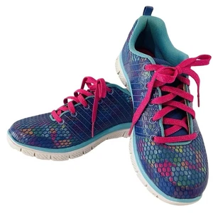 Skechers Women's Blue Pink Multicolor Mesh Memory Foam Athletic Shoes Sneakers - Picture 1 of 10