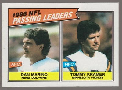 1987 Topps #227 NFL Passing Leaders Dan Marino Tommy Kramer cartão de futebol HOF! 2 - Imagem 1 de 2