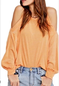Neu mit Etikett The Free People Damen MEDIUM Chill-Out Langarmshirt orange offene Schulter - Bild 1 von 15