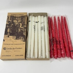 Vintage Candle-Lite 12” Red and White Taper Candles - Box of 12 - New in Box - Picture 1 of 5