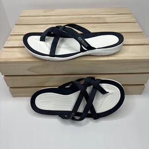 Crocs Women’s Size 5 Swiftwater Webbing Split Toe Flip Flop Blue 205479 Shoes  - Picture 1 of 9