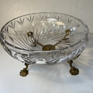 "Centro de mesa Andrea by Sadek de colección Lg cristal corte cuenco con soporte de latón 11"" X 5""" - Imagen 1 de 14