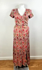 Anthropologie Cecilia Prado Posy Floral Sweater Maxi Knit Dress Size L Pink Boho - Bild 1 von 12