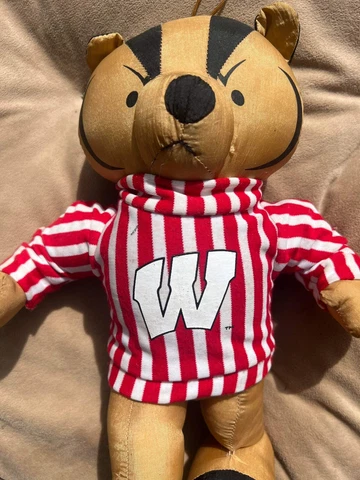 Vintage 1994 Stuffins Bucky Badger Plush University Of Wisconsin Madison Doll Cover