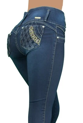 High Waist Stretch Push-Up Colombian Style Levanta Cola Skinny Jeans  DJ-5326 - Image 1 of 4
