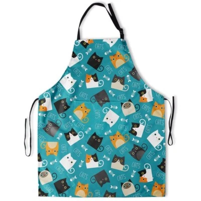 Avental de cozinha All Cats com bolsos pescoço ajustável para mulheres homens adultos verde - Imagem 1 de 2