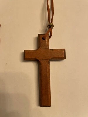 Inspirador Religioso Grande Madera Metal Cruz Collar (Incluye Cuerda 30") Foto 1 de 3