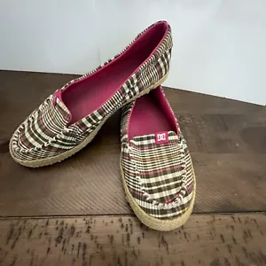DC Shoes Villianess Jute Slip-on Sneakers Pink / Grey Plaid Women's 7.5 - Picture 1 of 5