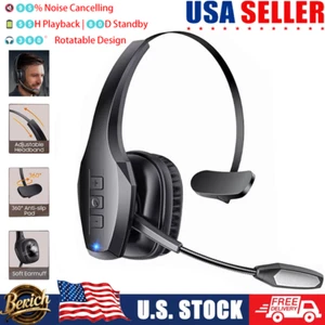 Bluetooth Headset Wireless 55Hrs Battery & Noise Cancelling Long Use Mic HD - Picture 1 of 9