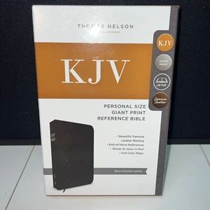 NEW Black Genuine Leather KJV Personal Size Giant Print Reference Bible - Picture 1 of 4