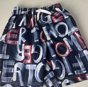 TOMMY HILFIGER Boys Board Swim Shorts Graffiti Print Spellout All Over Sz 12/14 - Picture 1 of 4