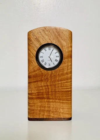 Micheal Elkan Studio Maple Burlwood Clock And Hidden Stamp Dispenser Beautiful Cover