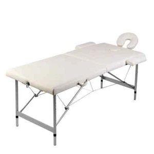 Massageliege Klappbar 2-Zonen mit Aluminiumgestell Cremeweiß - Bild 1 von 6