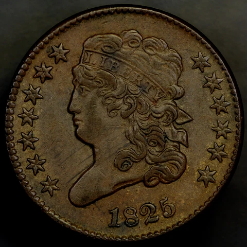 1825 CLASSIC HEAD HALF CENT 2 A Die state 3 -LOT AA1811 VERY RARE Cover