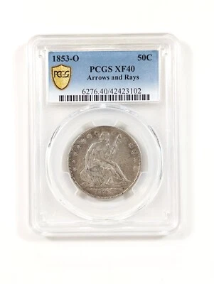 1853-O Seated Liberty Half Dollar 50C PCGS XF40 Arrows & Rays Gold Shield 🛡️ - Image 1 of 4