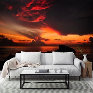 3D Red Sky Sunrise 52 Wallpaper Mural Paper Wall Print Wallpaper Murals UK Lemon - Picture 1 of 6