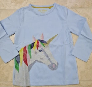 MINI BODEN CHICAS MANGA LARGA CAMISETA SUPERPUNTO PROVENZA AZUL UNICORNIO TOTALMENTE NUEVA - Imagen 1 de 8