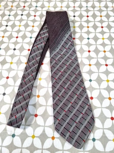 1970s Keynote Men's Neck Tie Brown Red Retro Polyester Classic Office FAB - Picture 1 of 5