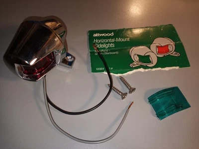 Attwood Red (Port) Horizontal - Mount Sidelight w-Screws & Free (Green Lens only - Image 1 of 4