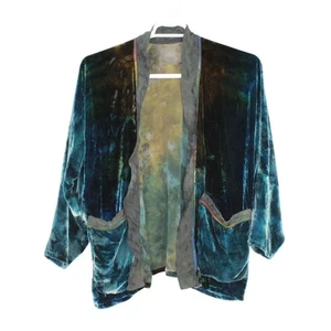 Chaqueta Blazer Mujer Terciopelo Azul Ombre Frente Abierto Talla Grande - Imagen 1 de 10