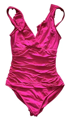 Lauren Ralph One Piece Ruffle Strap Slimming Underwire Swimsuit MAGENTA Size 6 - Image 1 of 4