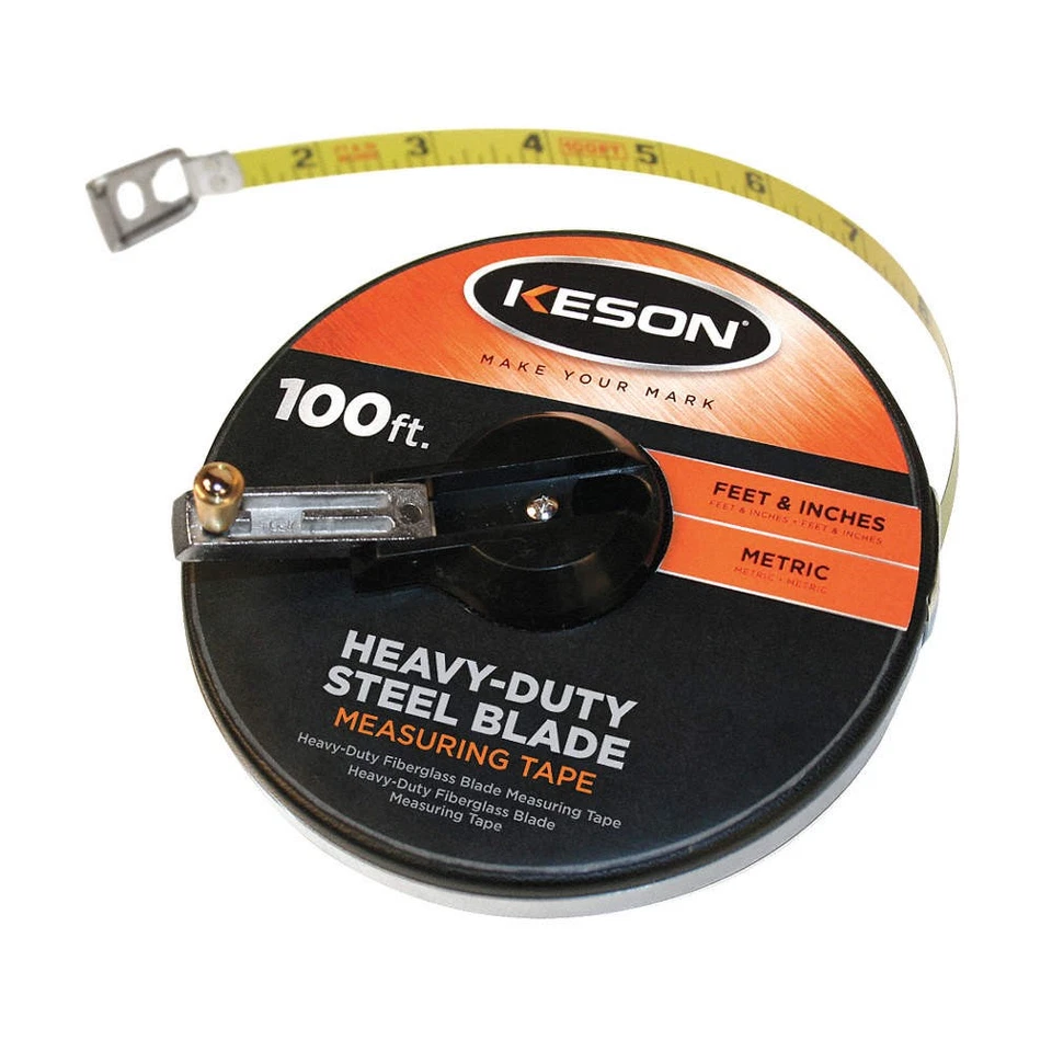 KESON ST10018M Tape Measure,3/8 In x 100 ft/30m,Orange 6XGR0 - Image 1 of 1