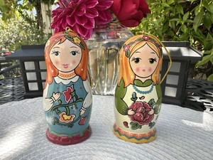Set Se 2 Bambole Russe Nidificazione Matreshka Albero di Natale Ornamento Vacanze Usato in Ottime Condizioni - Foto 1 di 7