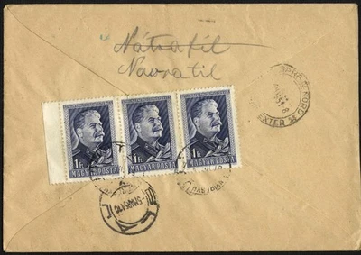 Hungría 1951 cubierta NYIREGYHÁZA 3x1 pies STALIN @ Foto 1 de 2