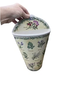 Herbal Flowers Ceramic Pottery Wall Pocket Olive Street Pottery 12” Long - Picture 1 of 16