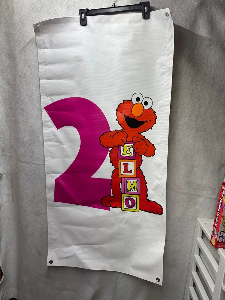 Banner de vinilo personalizado de 2x4' Elmo calle sésamo vertical decoración de fiesta de cumpleaños Foto 1 de 3