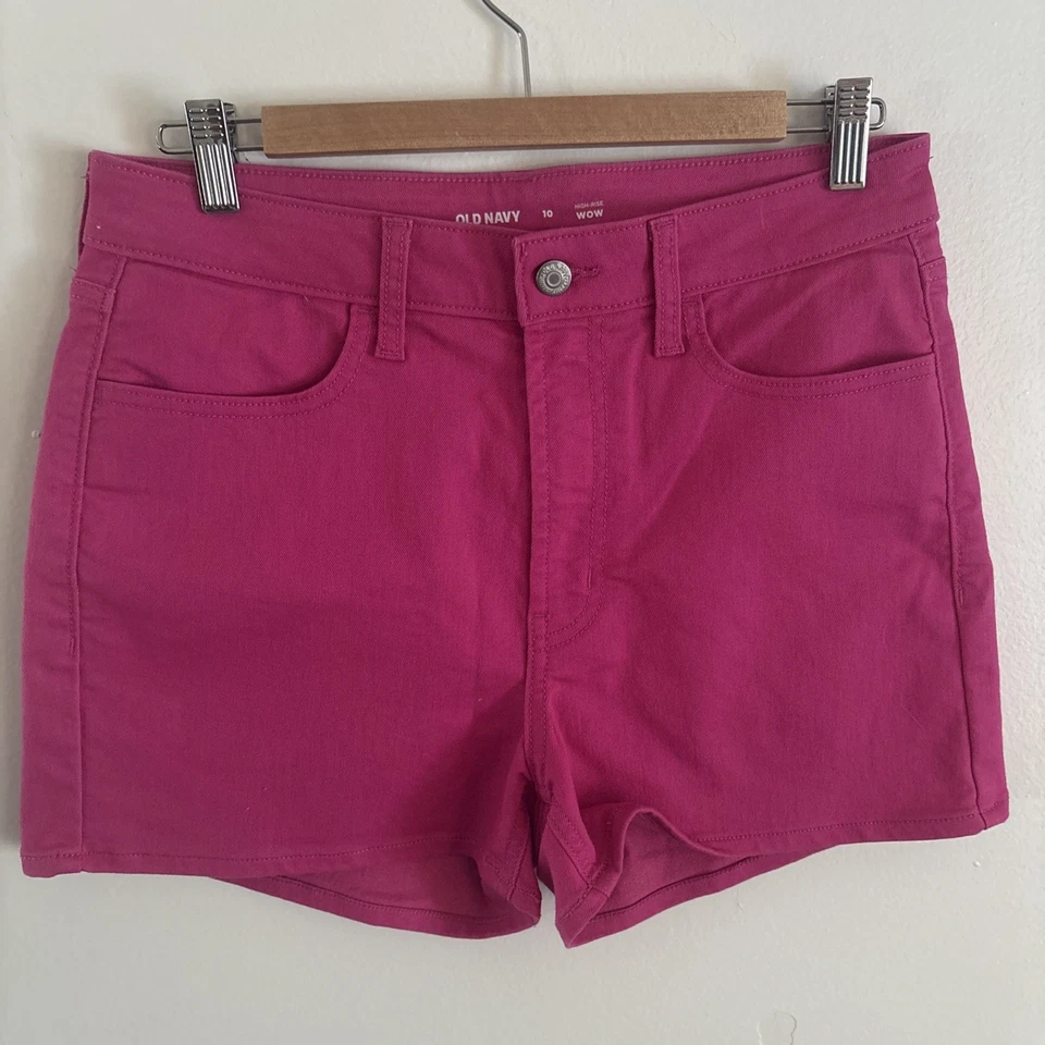 Pantalones Cortos de Jean Rosa Marino Antiguo Tiro Alto WOW 3” Entrepierna Talla 10 Algodón Poli Spandex W 31 Foto 1 de 4