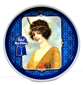 Bandeja de cerveza vintage Pabst cinta azul aleta niña distribuidores stock Milwaukee Wi - Imagen 1 de 2