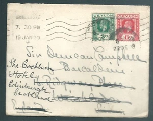 CEYLON 1920 George V redirected cover to Scotland - Picture 1 of 2