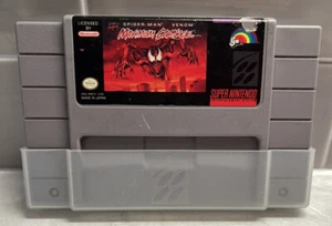 Spider-Man and Venom: Maximum Carnage SNES 1994 Rare Grey TESTED w/DustCover LJN - Picture 1 of 8