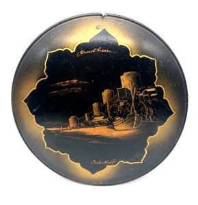 1960's Handcrafted Turkey Etched Copper 8.25" D Round Wall-Art Decor Collectible - Picture 1 of 8