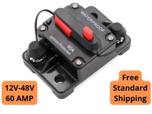 60 AMP Wasserdichter Leistungsschalter Auto/Marine/Solar 12-48V DC Manueller Reset - Bild 1 von 7
