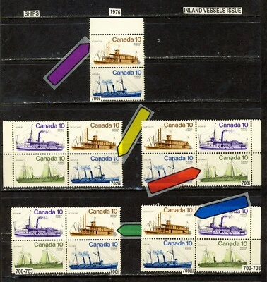 1976 #700i # 700ii #700iii #702iii & 703i VARIETIES 10¢ SE-TENANT SHIPS ISSUE NH - Image 1 of 4