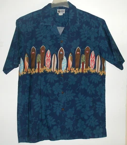 CAMISA HAWAIANA PARA HOMBRE ALOHA REPUBLIC - AZUL con TABLAS DE SURF - Talla LG - ¡USADA EN EXCELENTE CONDICIÓN!¡! - Imagen 1 de 4