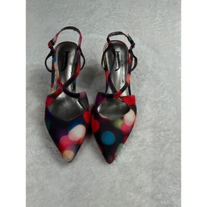 J. Renee Slingback Heels Pointed Toe Retro Colorful Print Party Shoes Size 9M - Picture 1 of 10
