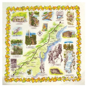 Printed Image Appalacian Trail Bandanna 22" x 22" Nature Fact Hiking Information - Picture 1 of 1